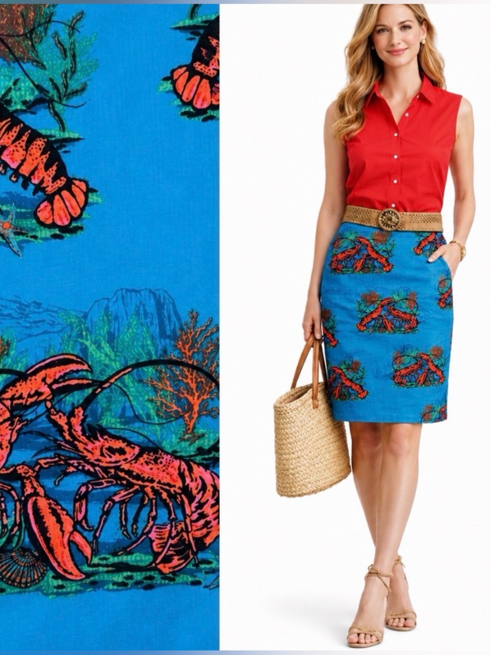 J. Crew Vibrant Blue Floral Pencil Skirt